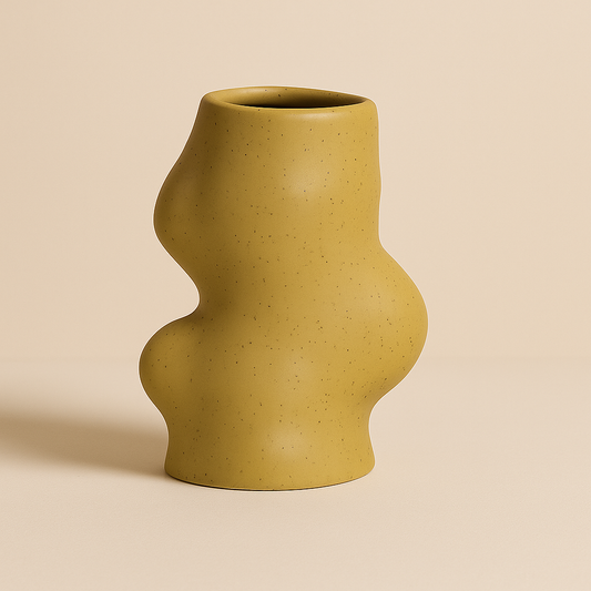 Grüne Vase mit geschwungener Form
