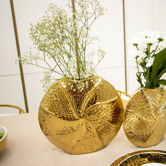 Goldene Spiralvase Keramik 23x21,5 cm