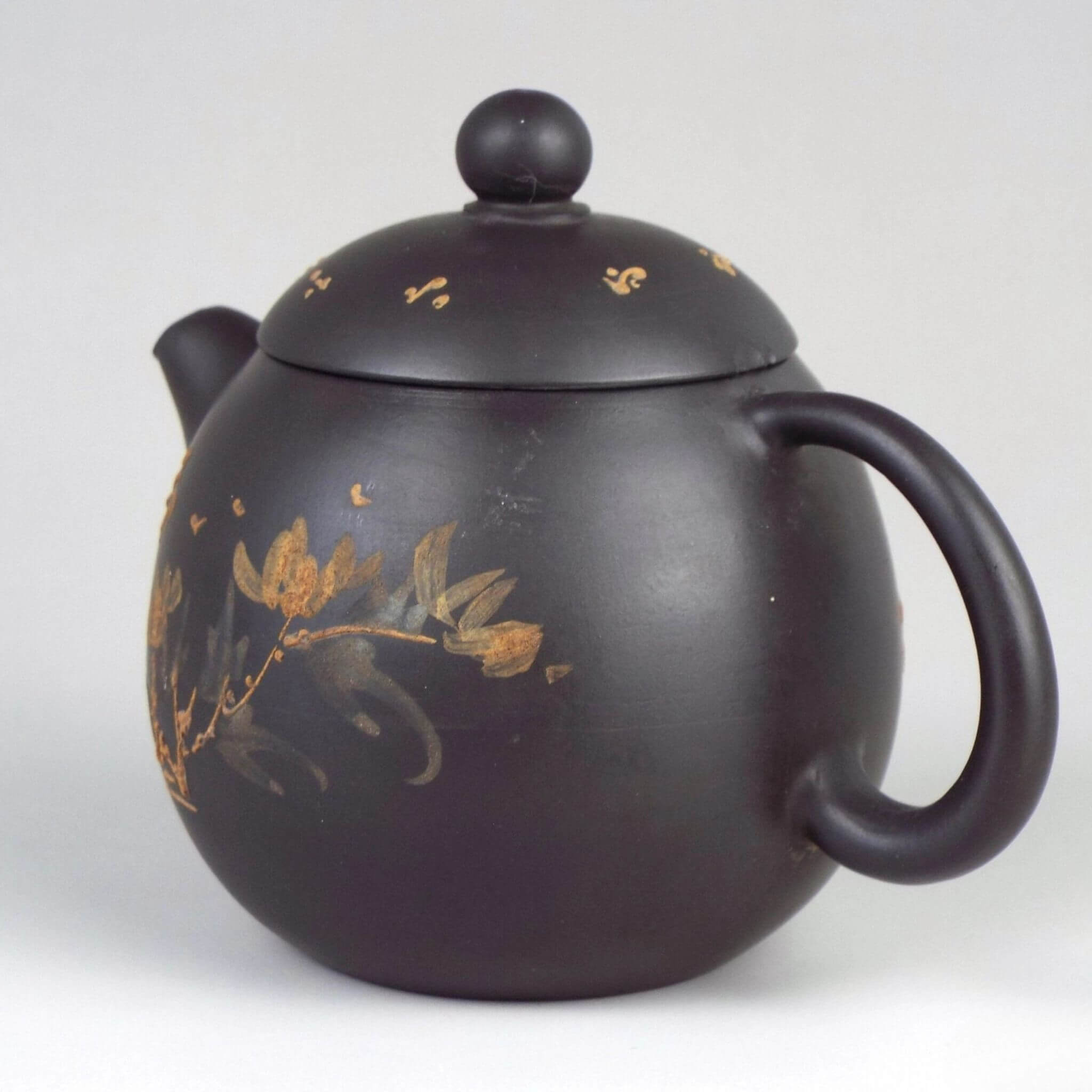 Vintage-Teekanne aus Ton, chinesische Kalligrafie, Yixing Zisha