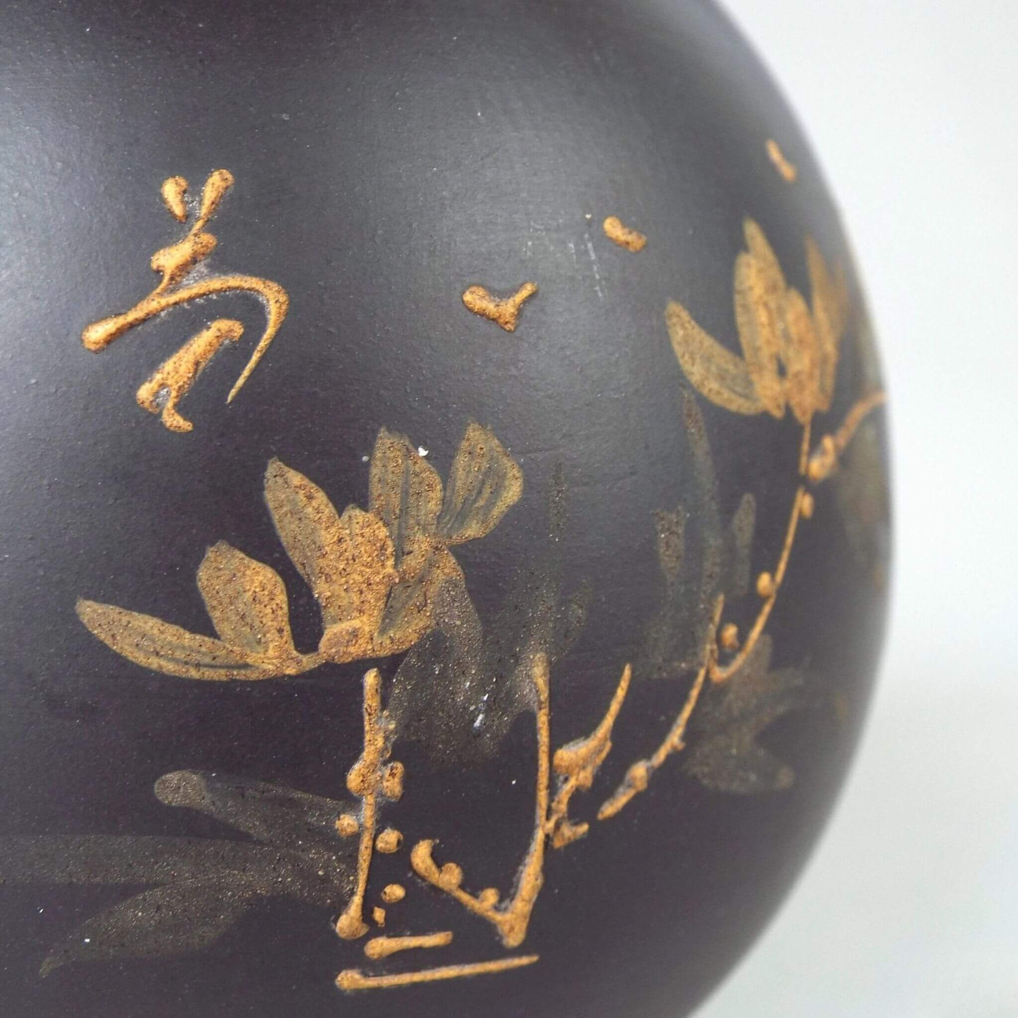 Vintage-Teekanne aus Ton, chinesische Kalligrafie, Yixing Zisha