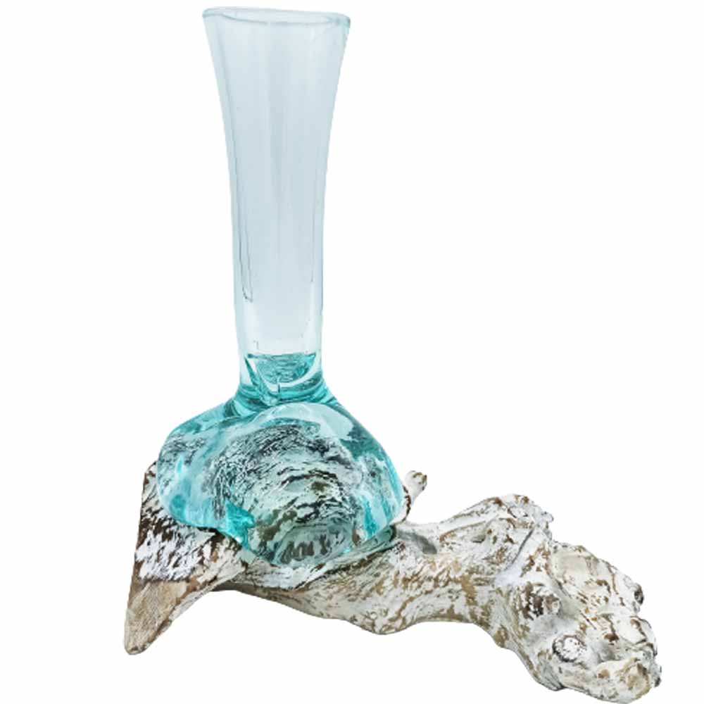 Geschmolzenes Glas - hohe Vase  "White-Wash" - BEPANO