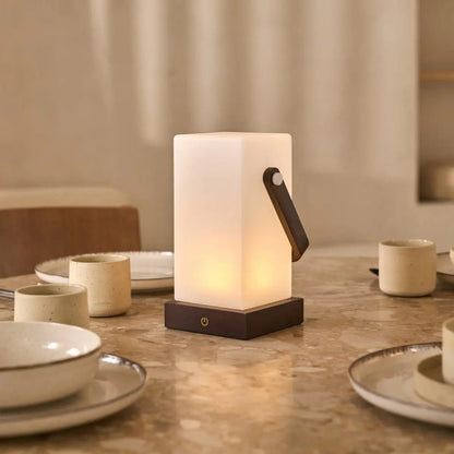 Kabellose Tischlampe Harper in Dunkelbraun Dimmbar