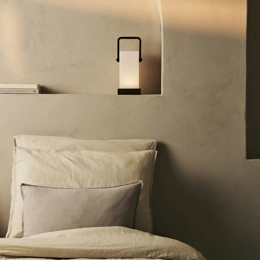 Kabellose Tischlampe Harper in Dunkelbraun Dimmbar