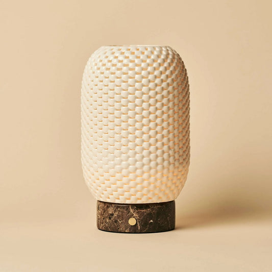 Aurora Marmor Akku-Tischlampe in Dunkelbraun