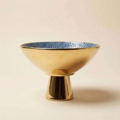 Blau-Gold Dekoschale mit Sockel 23 cm
