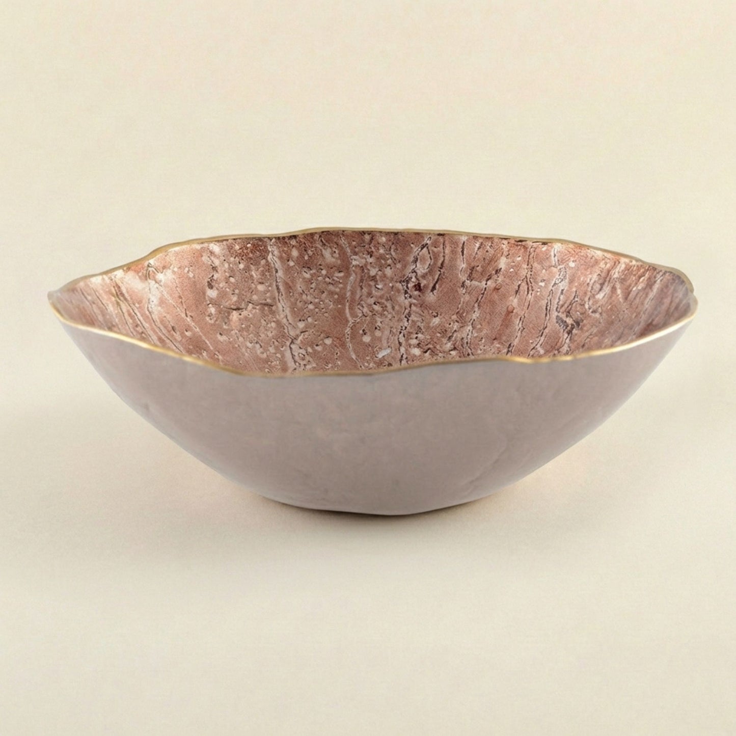 Braune Schale mit goldener Kante 20 cm
