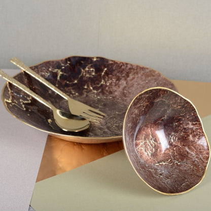 Braune Schale mit goldener Kante 20 cm