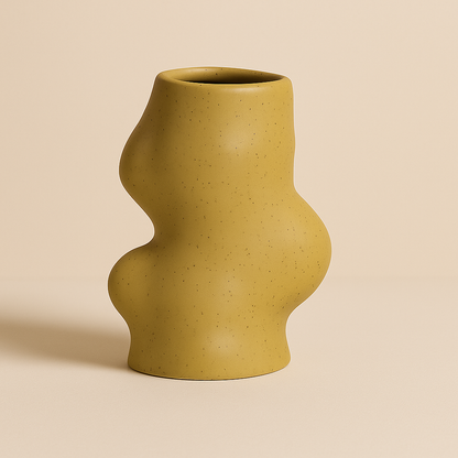 Grüne Vase mit geschwungener Form