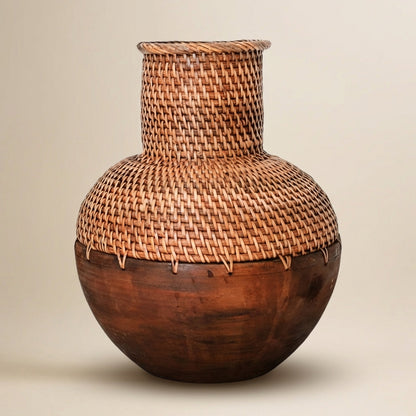 Vase Kamari aus Rattan