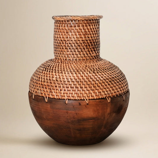 Vase Kamari aus Rattan