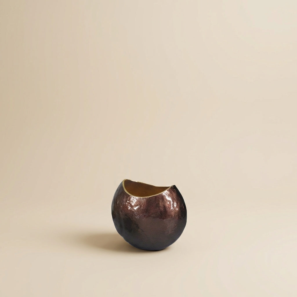 Ovale Vase Braun aus Aluminium