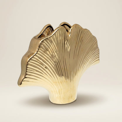 Goldene Ginkgo Keramikvase