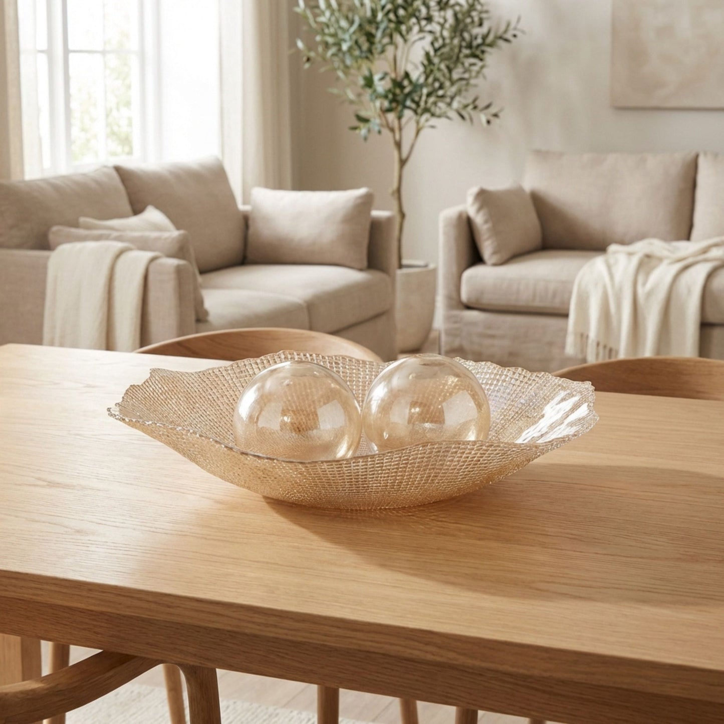 Große Corolle Glas-Dekoschale Bernstein 42 cm