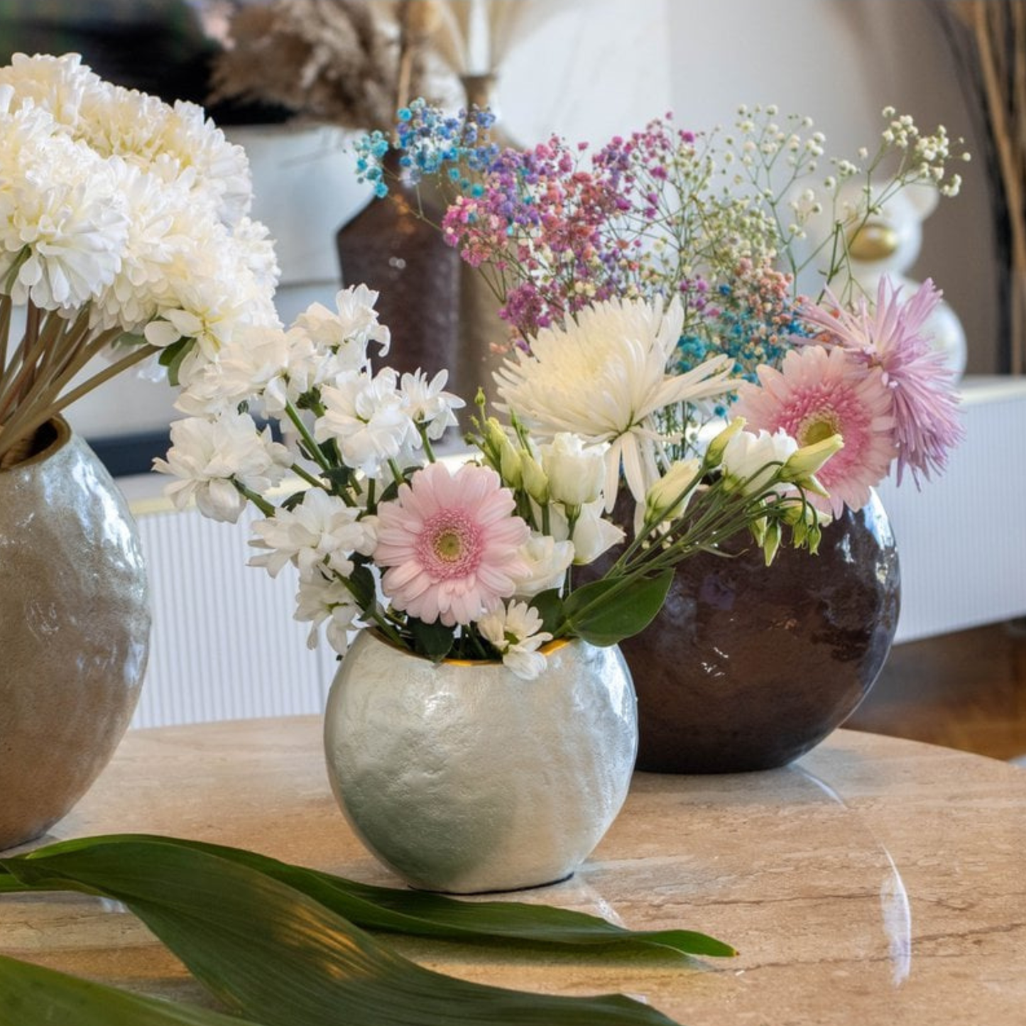 Ovale Vase Braun aus Aluminium