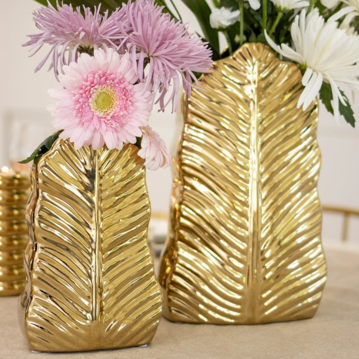 Goldene Keramikvase Blatt