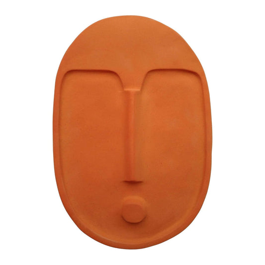 Wandmaske aus Keramik – Terrakotta Orange, strukturiert