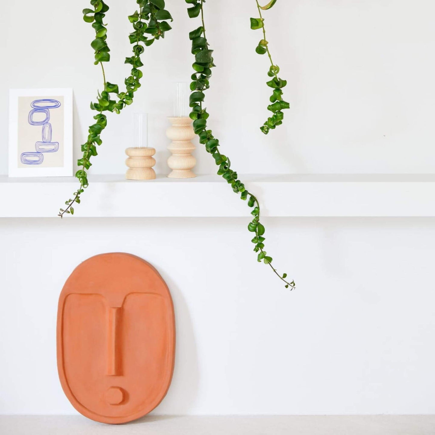Wandmaske aus Keramik – Terrakotta Orange, strukturiert