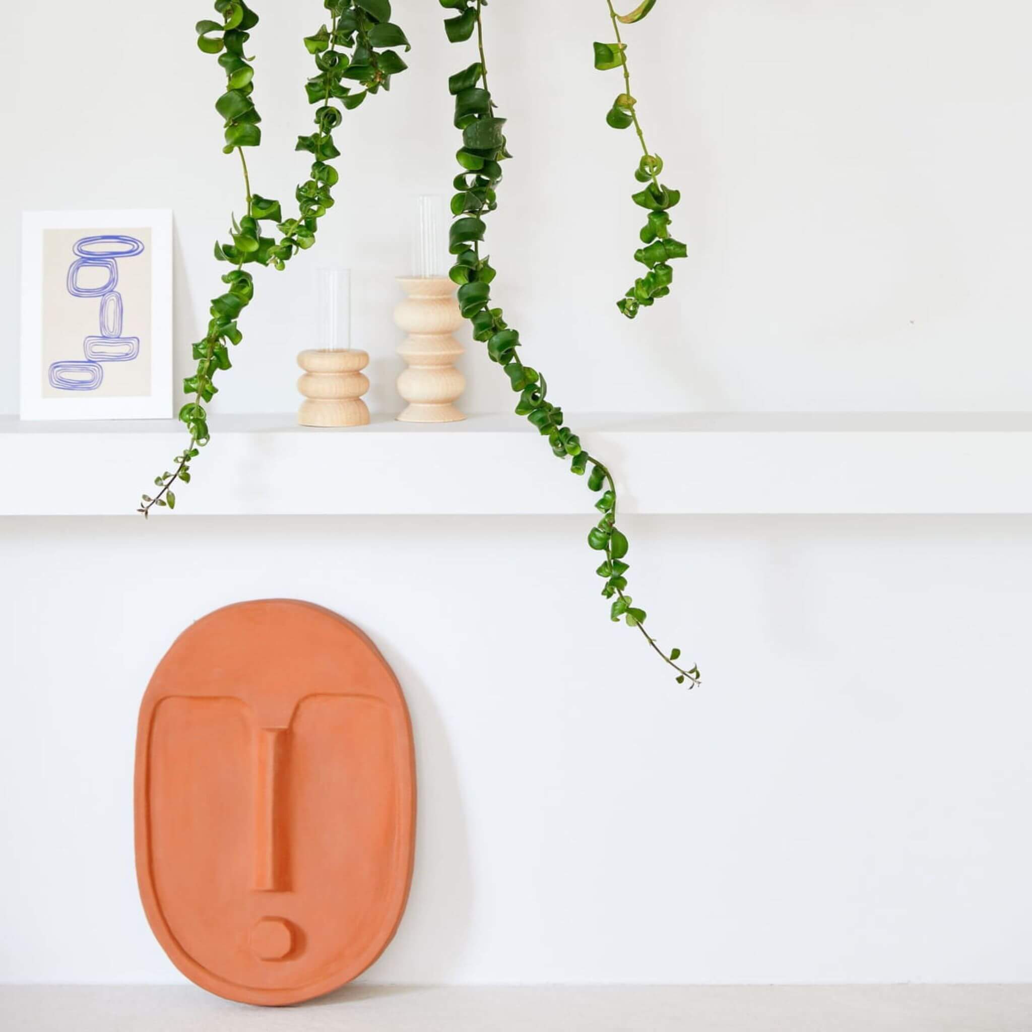 Wandmaske aus Keramik – Terrakotta Orange, strukturiert
