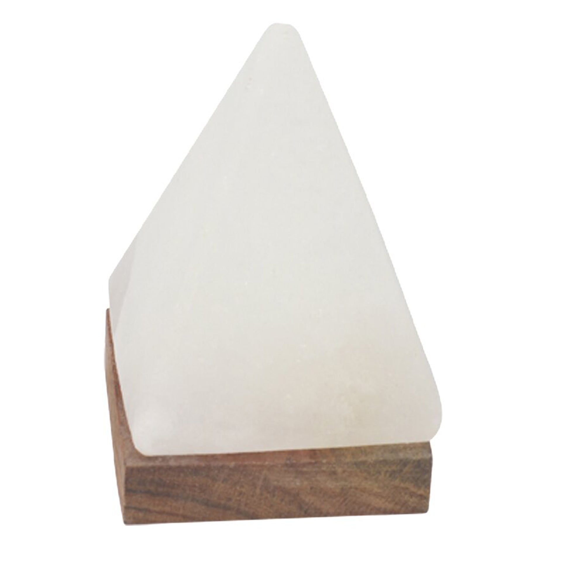 Salzkristall Pyramide, White Line, mit Holzsockel - BEPANO