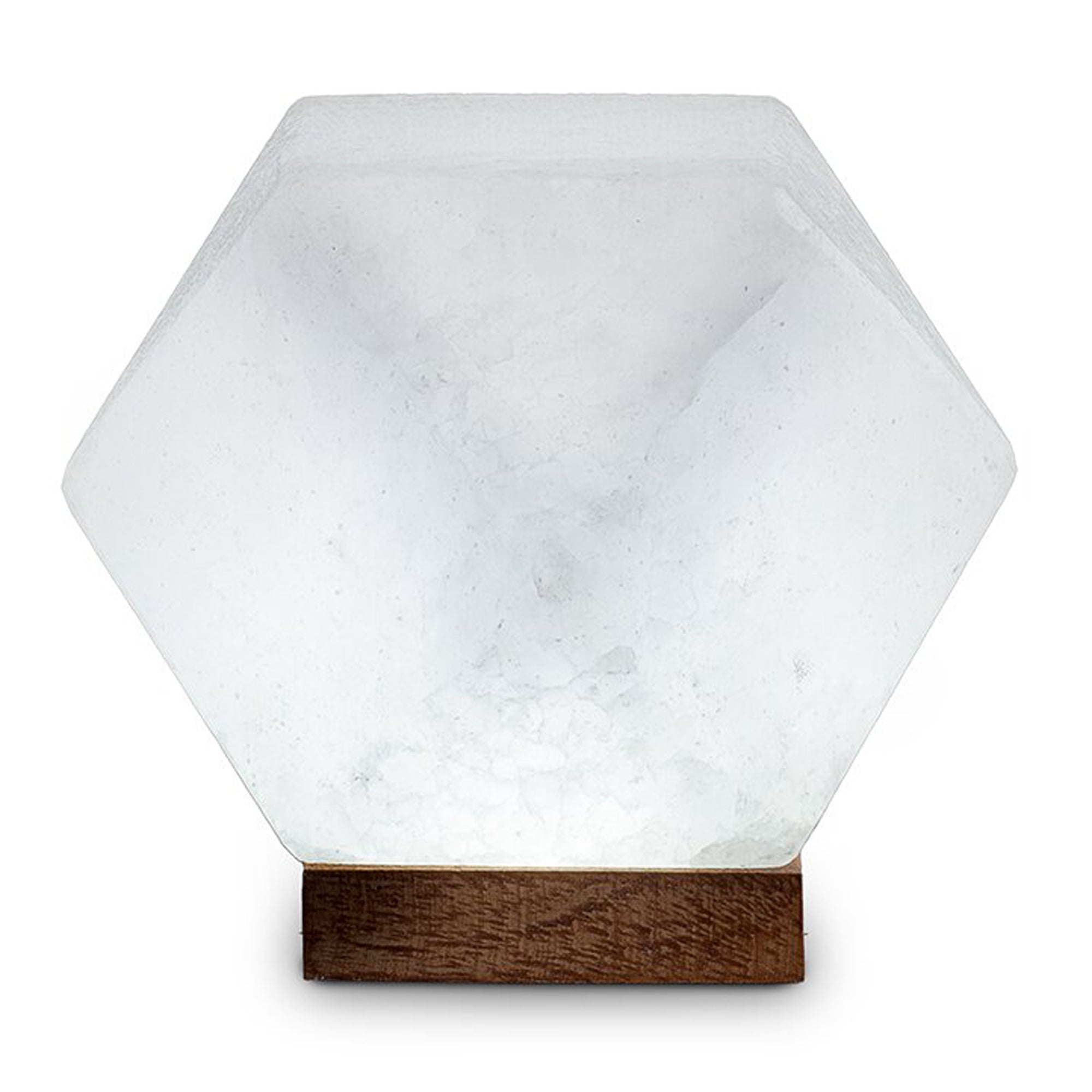 Salzkristall Diamant, White Line, mit Holzsockel - BEPANO